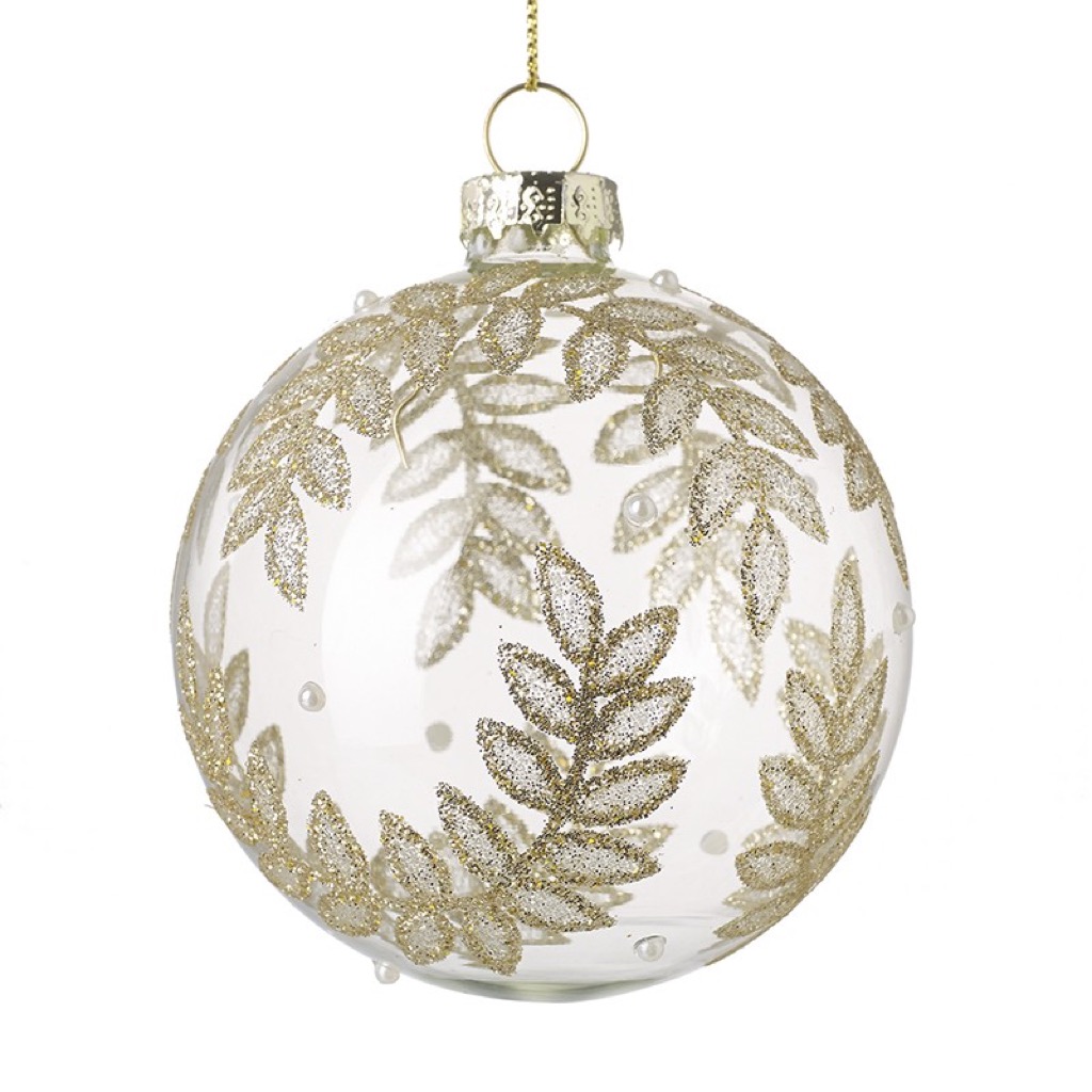 Glass bauble with gold leaf motif - Cabana